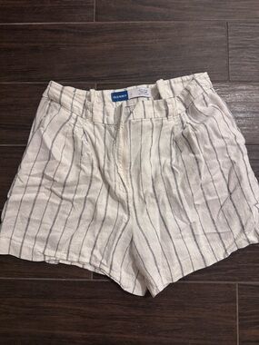 Old Navy White Shorts with Black Vertical Stripes